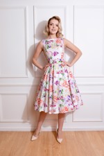 50ér kjole/swingkjole - Harper floral - smuk kjole med et væld af roser